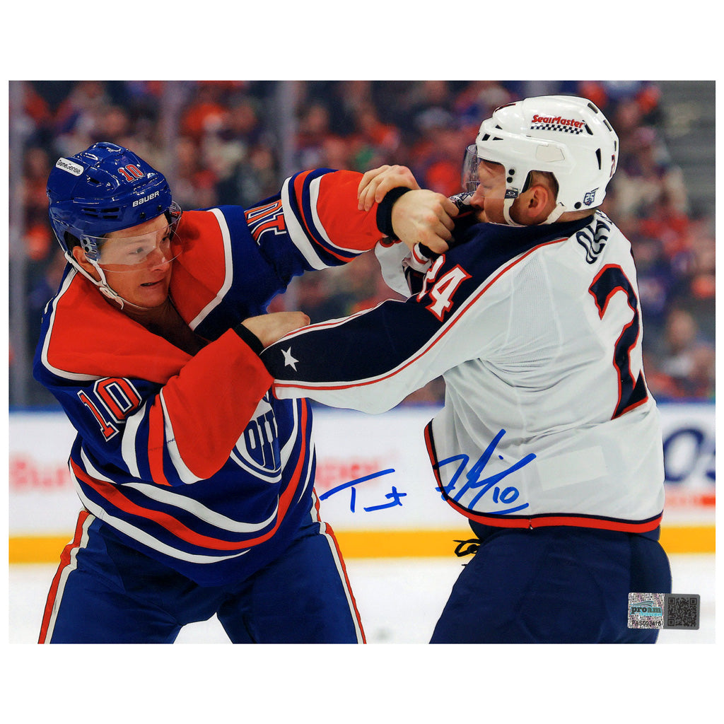 Trent Frederic Signed Edmonton Oilers Royal Home Action Fighting 8x10 Photo