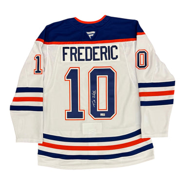 Trent Frederic Signed Edmonton Oilers White Fanatics Premium Jersey