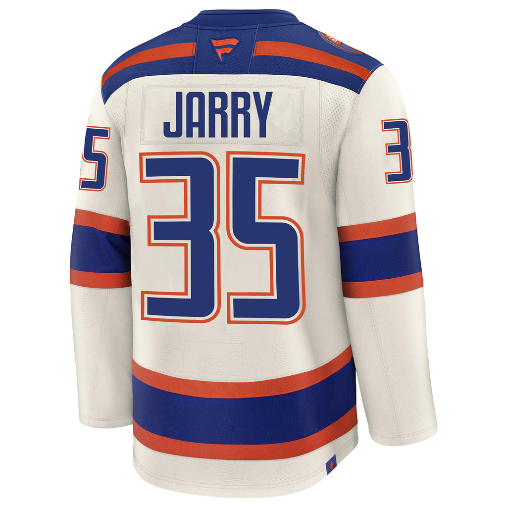 Tristan Jarry Edmonton Oilers Fanatics Premium Alternate Jersey ON ICE Cresting