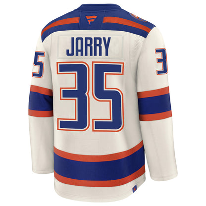 Tristan Jarry Edmonton Oilers Fanatics Premium Alternate Jersey ON ICE Cresting
