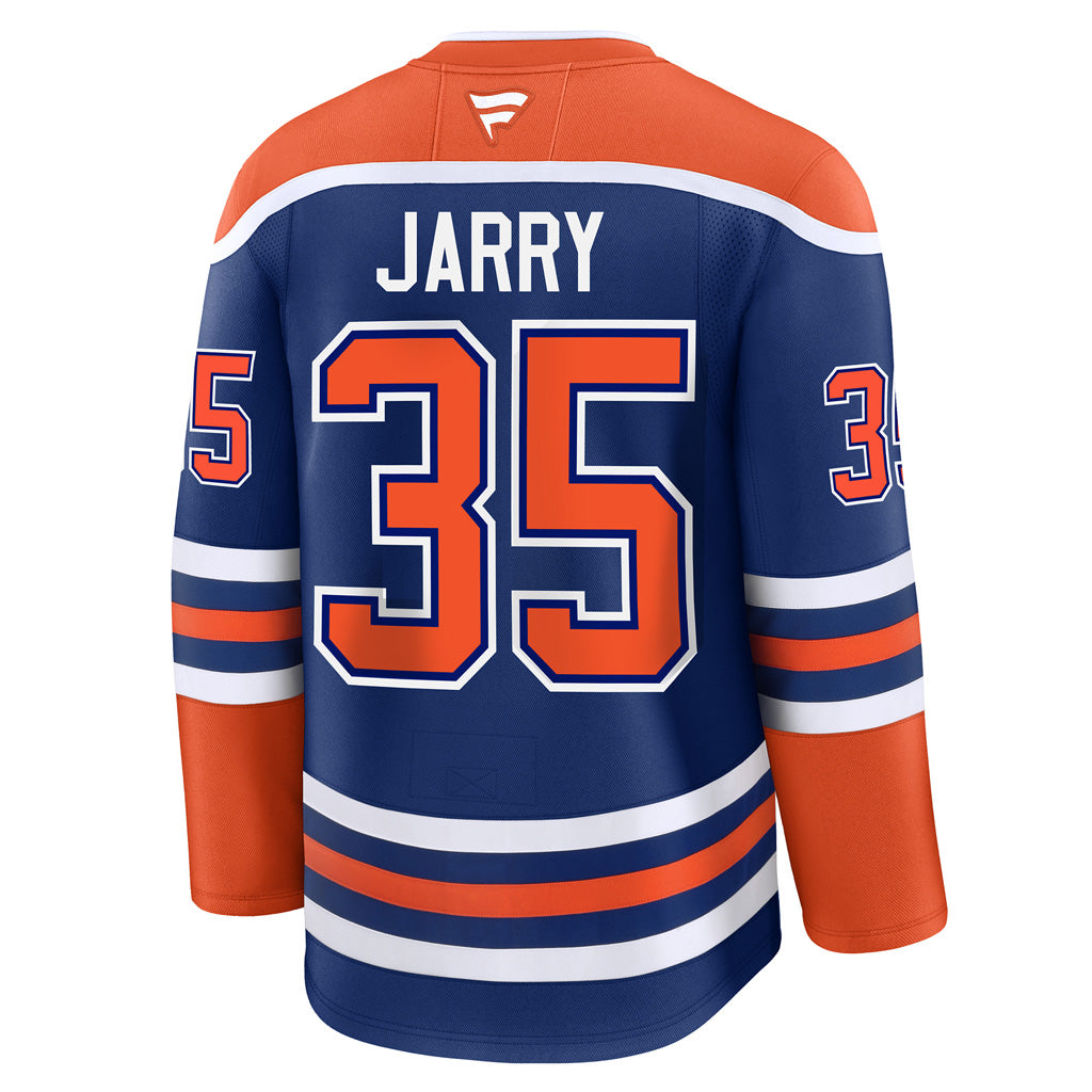 Tristan Jarry Edmonton Oilers Fanatics Premium Home Jersey with On Ice Cresting