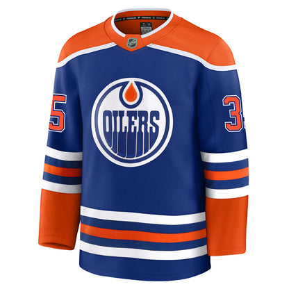 Tristan Jarry Edmonton Oilers Fanatics Premium Home Jersey with On Ice Cresting