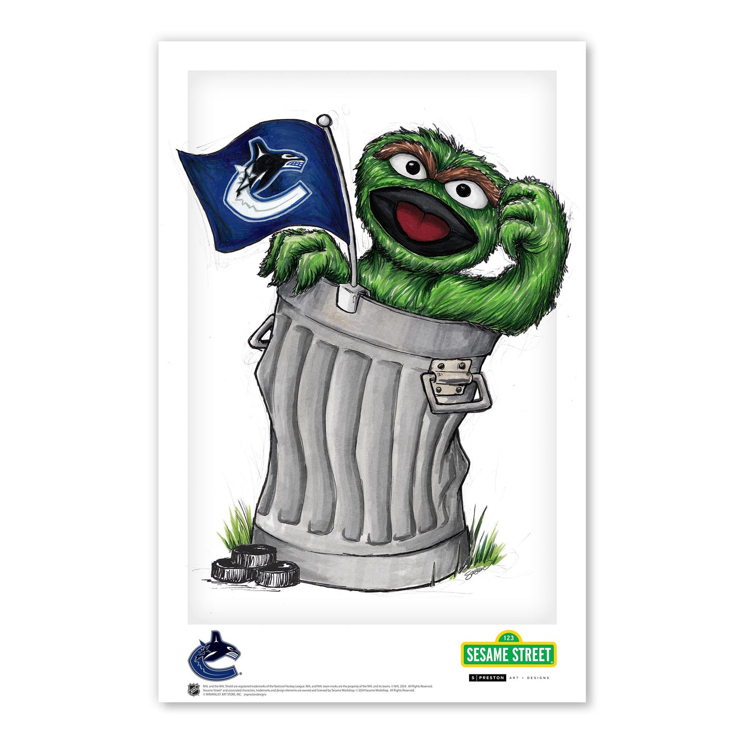 Vancouver Canucks Oscar The Grouch 11x17 Poster Print