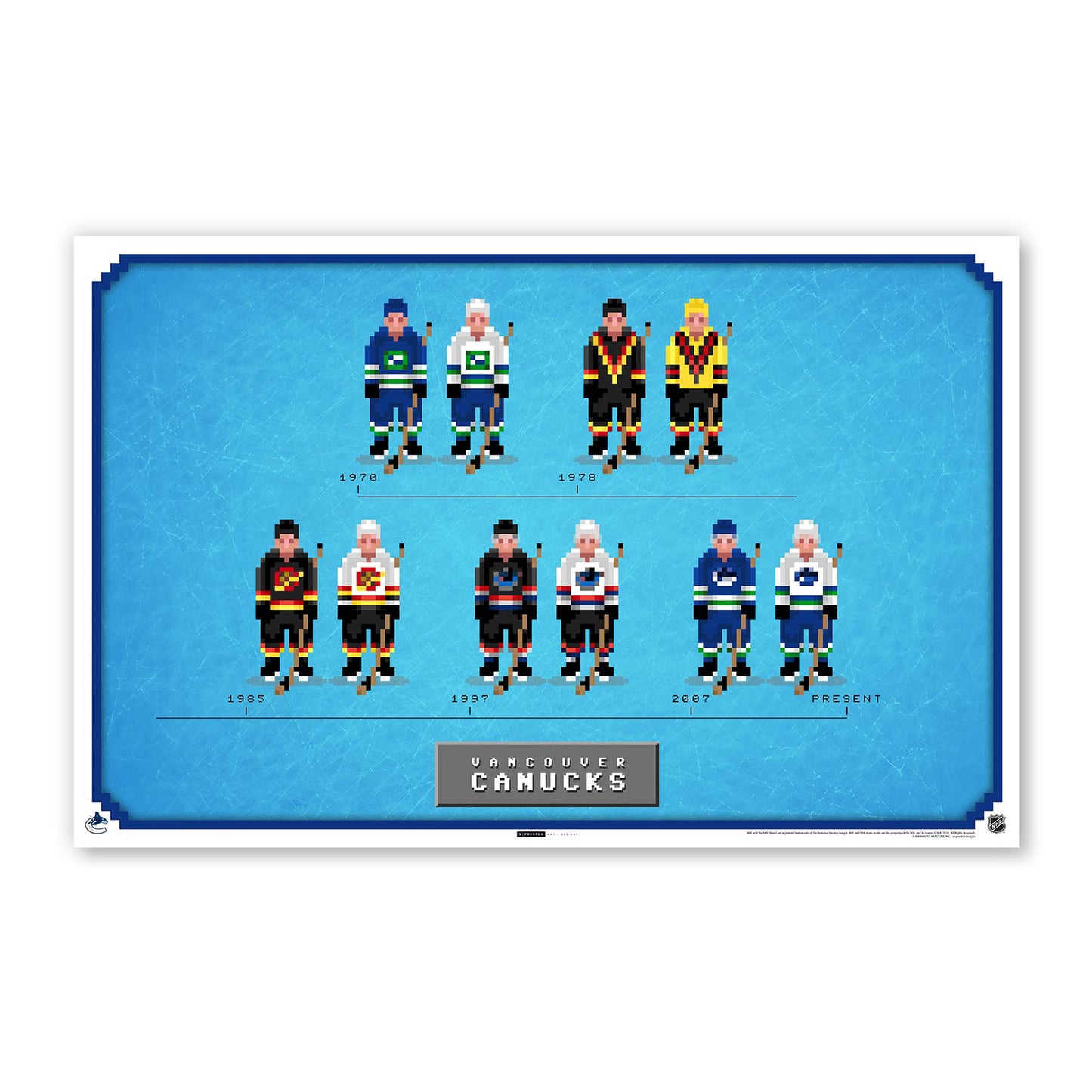 Vancouver Canucks Minimalist 16-Bit 11x17 Poster Print
