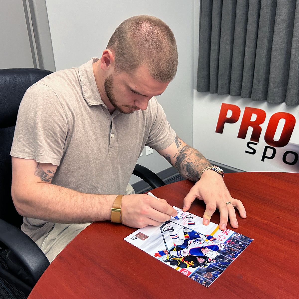 Vasily Podkolzin Signed Edmonton Oilers White Road Action Protecting The Puck 8x10 Photo