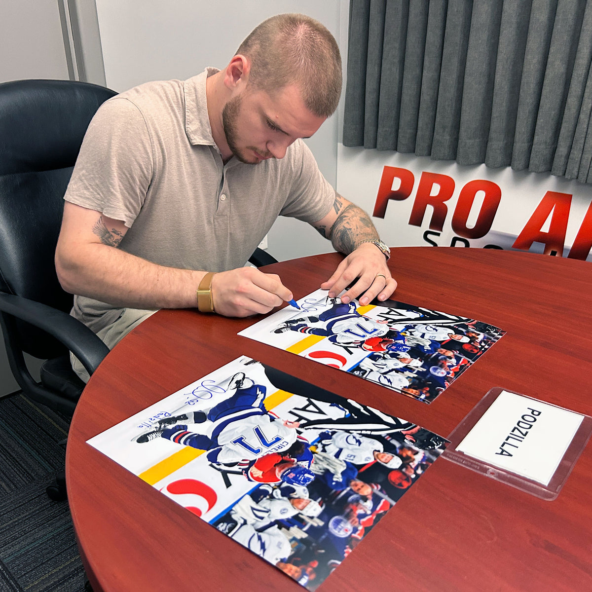 Vasily Podkolzin Signed “Podzilla” 11x14 Photo | Oilers Fighting