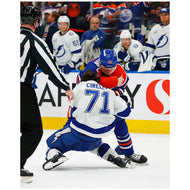 Vasily Podkolzin Edmonton Oilers Autographed Home Action Fighting 8x10 Photo