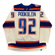 Vasily Podkolzin Signed Edmonton Oilers Cream Fanatics Premium Jersey
