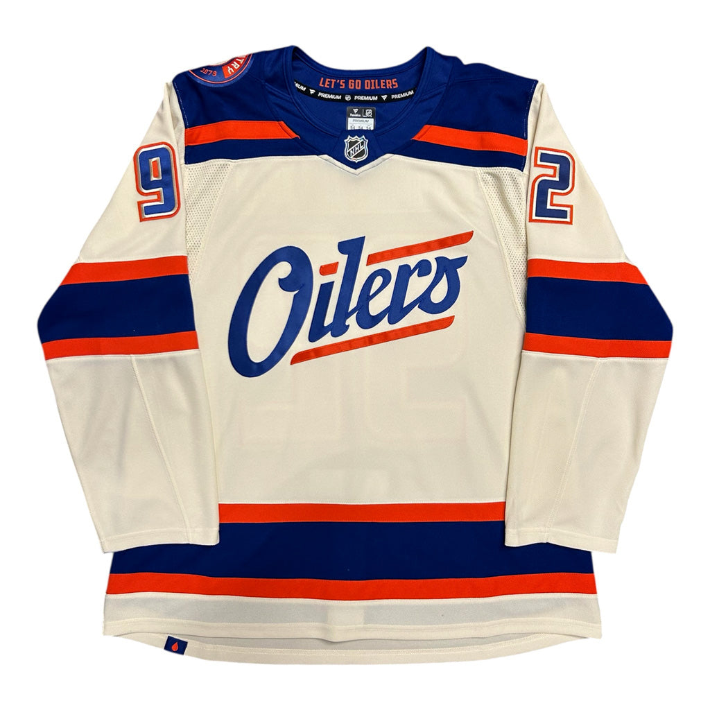 Vasily Podkolzin Signed Edmonton Oilers Cream Fanatics Premium Jersey