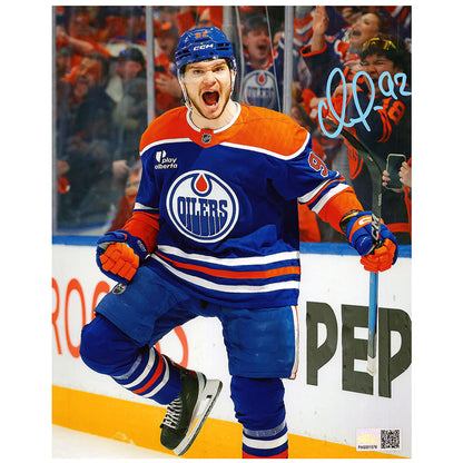 Vasily Podkolzin Signed Edmonton Oilers Royal Home Action Celebration 8x10 Photo