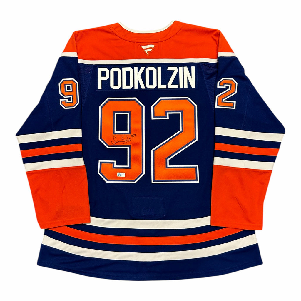 Vasily Podkolzin Signed Edmonton Oilers Royal Fanatics Premium Jersey