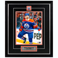 Vasily Podkolzin Signed Edmonton Oilers Royal Home Action Celebration 8x10 Framed Photo