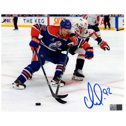 Vasily Podkolzin Signed Edmonton Oilers Royal Home Action Driving To The Net 8x10 Framed Photo