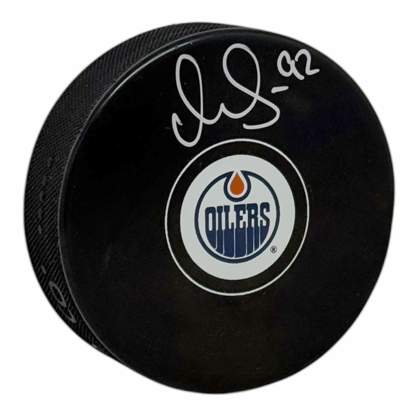 Vasily Podkolzin Signed Edmonton Oilers Small Logo Puck