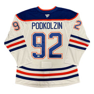 Vasily Podkolzin Signed Edmonton Oilers White Fanatics Premium Jersey