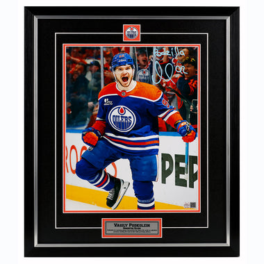 Vasily Podkolzin Signed & Inscribed "Podzilla" Edmonton Oilers Celebration 11x14 Framed Photo