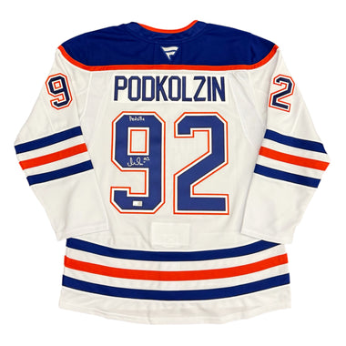 Vasily Podkolzin Signed "Podzilla" Edmonton Oilers White Fanatics Premium Jersey
