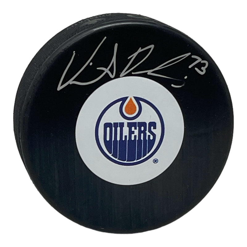 Vincent Desharnais Signed Edmonton Oilers Puck