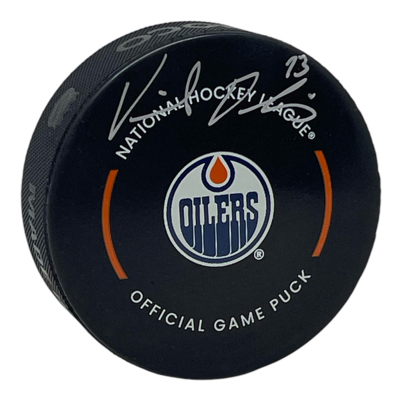 Vincent Desharnais Signed Edmonton Oilers Official NHL Game Puck
