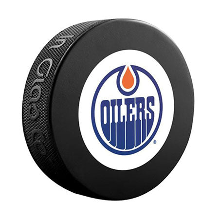 Grant Fuhr Edmonton Oilers Autographed Puck Large Size Logo