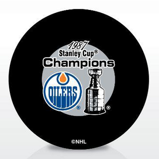 Andy Moog Edmonton Oilers 1987 Champs Autographed Puck