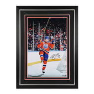 Connor McDavid Signed Edmonton Oilers Home Action Goal Celebration" 16x24 Framed Photo