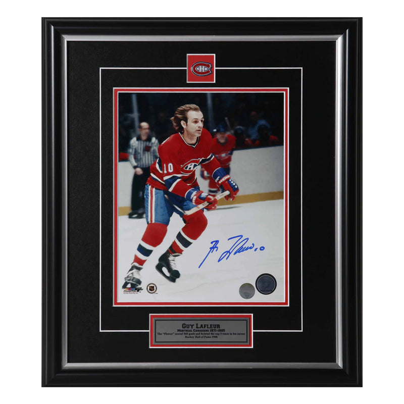 Guy Lafleur Signed Montreal Canadiens Charging Up Ice 11x14 Photo