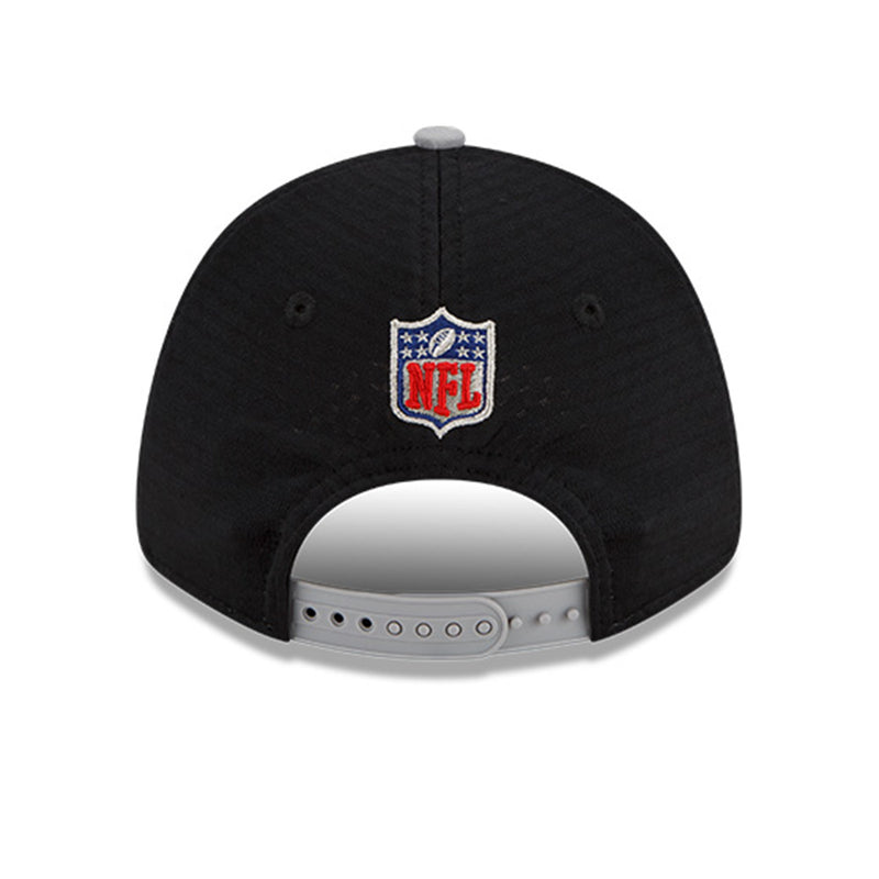Back side of the Los Angeles Rams Super Bowl LVI Champions 9Forty Snapback cap. Grey plastic adjustable snapback is visible and NFL shield logo is at the center back. 