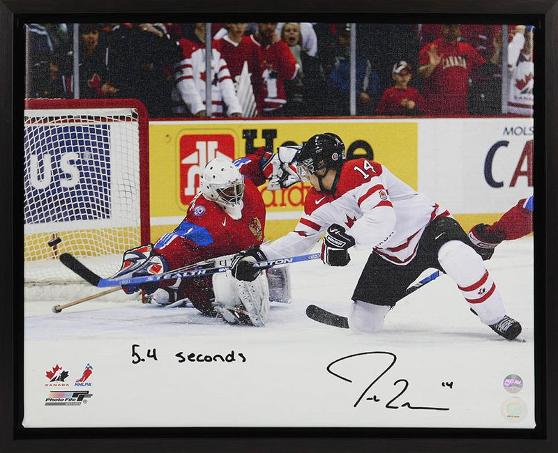 Jordan Eberle Team Canada Autographed & Inscribed 16x20 Canvas Frame