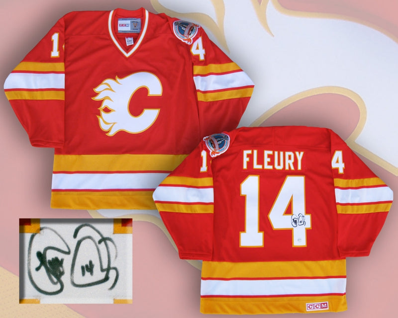Theo Fleury Calgary Flames Autographed CCM Replica Jersey