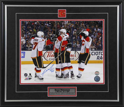 Sean Monahan Calgary Flames 1st Goal Celebration Autographed 11x14 Photo