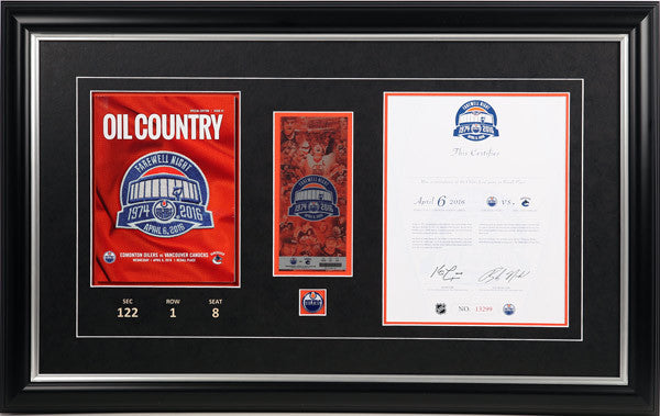 Frame Package for Rexall Place Final Game Program, Certificate & Ticket
