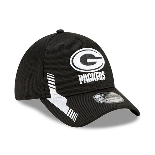 Green Bay Packers New Era Black/White 39THIRTY 2021 NFL Sideline Cap