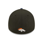Back view of 2022 Denver Broncos NFL Draft cap from New Era. Design features embroidered team name on front panels; body of cap is constructed in black with contrasting team colour brim and embroidery. Full colour team logo is embroidered on the back of the cap.