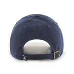 Back view of the Atlanta Braves '47 Clean Up Cap, constructed in navy cotton twill with self-fabric strap and brass buckle to adjust size 