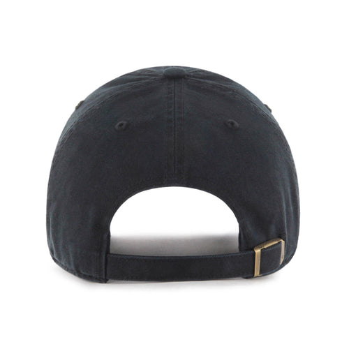 Back view of hte Chicago White Sox Cooperstown '47 Clean Up Cap. Cap features black cotton twill construction and a pull through self-fabric strap with brass buckle for size adjustments