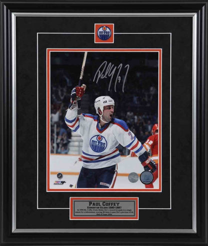 Paul Coffey Signed Edmonton Oilers Celebration 11x14 Framed Photo