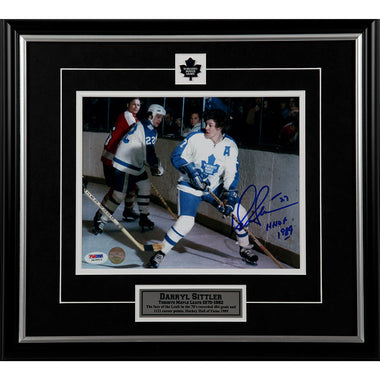 Darryl Sittler Signed Toronto Maple Leafs White Action 8x10 Framed Photo