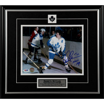 Darryl Sittler Signed Toronto Maple Leafs White Action 8x10 Framed Photo