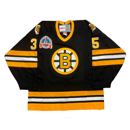 Andy Moog Boston Bruins Signed Black CCM Replica Jersey w/1990 Stanley Cup Finals Patch