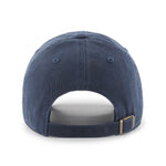Back view of the California Angels cooperstown '47 Clean Up Cap in navy, showing the hat's self-fabric adjustment strap. 