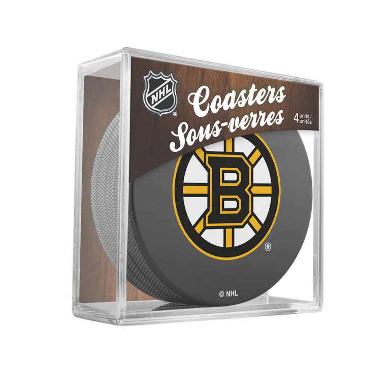 Boston Bruins Puck Coaster Set