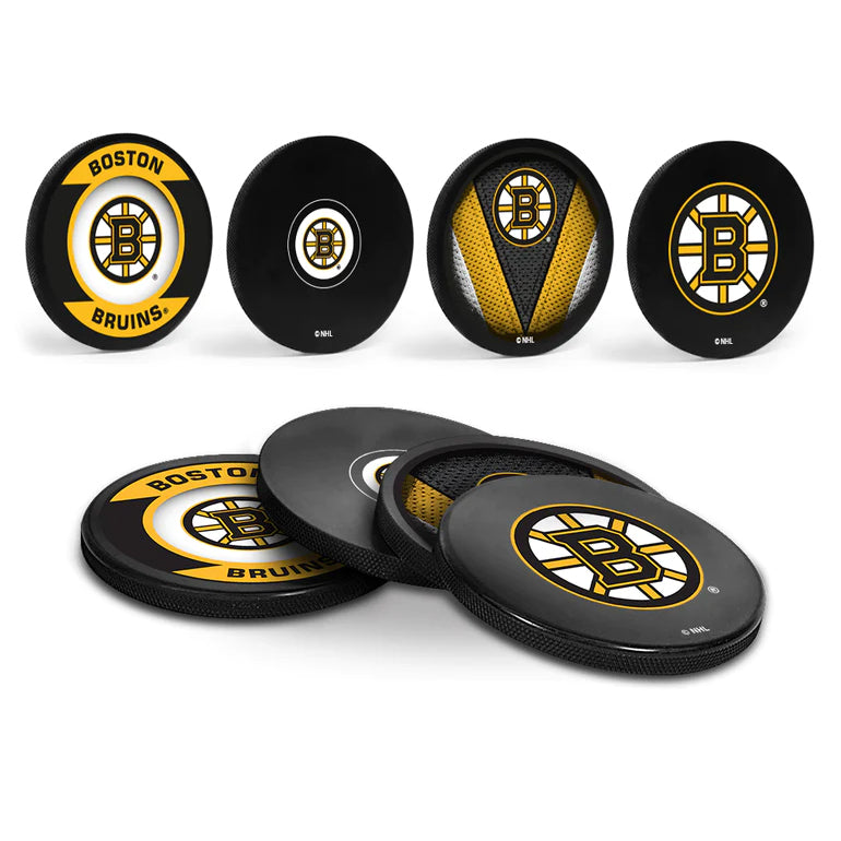 Boston Bruins Puck Coaster Set