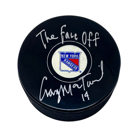 Craig MacTavish New York Rangers Signed Puck w/Inscription The Face Off