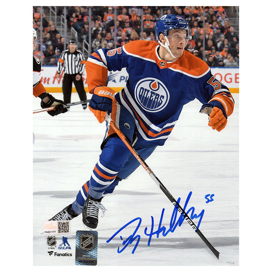 Dylan Holloway Signed Edmonton Oilers Royal Home Action 11x14 Photo