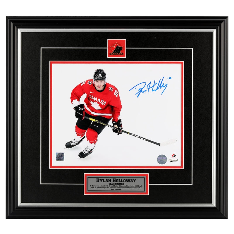 Dylan Holloway Team Canada Autographed "Red Action' 8x10 Photo