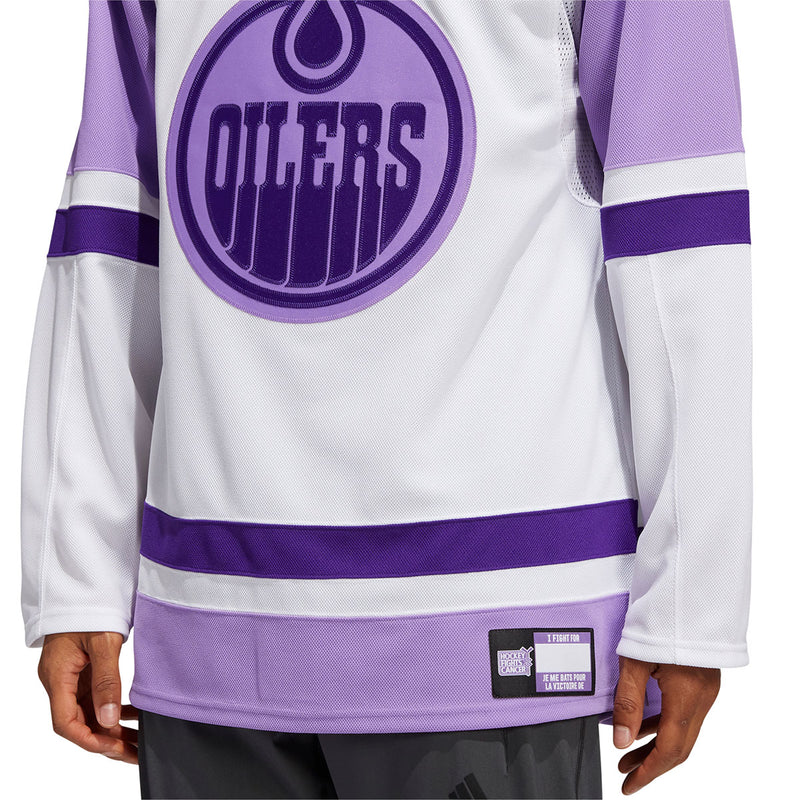 adidas Oilers Hockey Fights Cancer Jersey - White