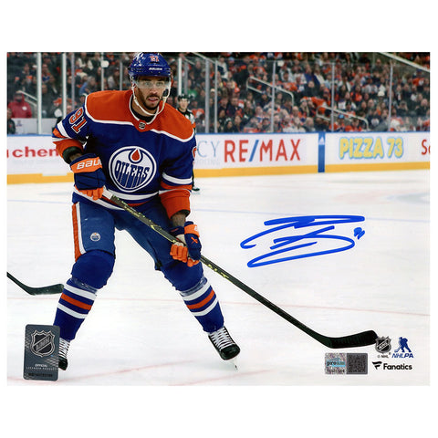 Dylan Holloway Signed Edmonton Oilers Royal Home Action 8x10 Photo