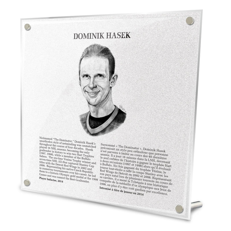Dominik Hasek Replica Hall of Fame Plaque