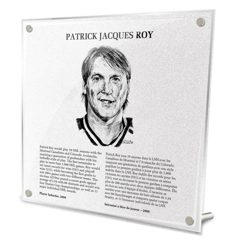 Patrick Roy Replica Hall of Fame Plaque